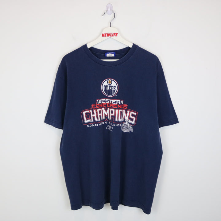 Vintage 2006 Edmonton Oilers Western Conference Champions Tee - XL-NEWLIFE Clothing