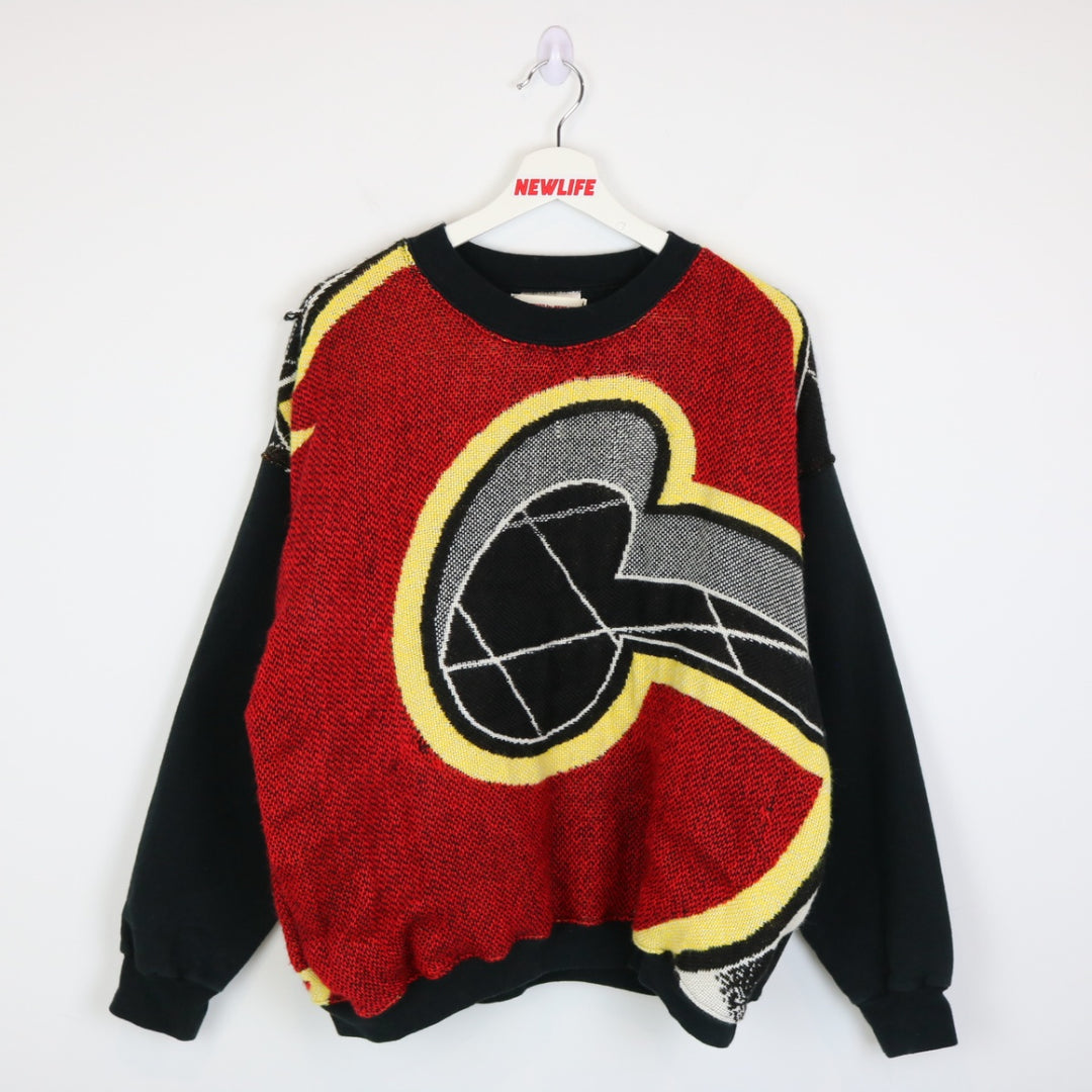 Reworked Vintage 00's Calgary Flames Tapestry Crewneck - L-NEWLIFE Clothing