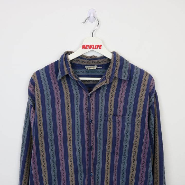 Vintage 80's Le Chateau Striped Button Up - L-NEWLIFE Clothing