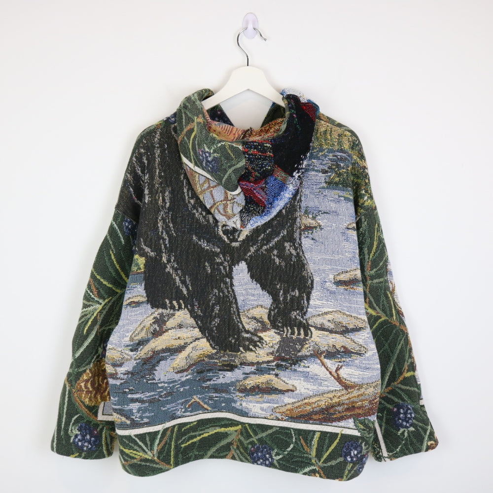 Reworked Vintage Bear Nature Tapestry Hoodie - L-NEWLIFE Clothing