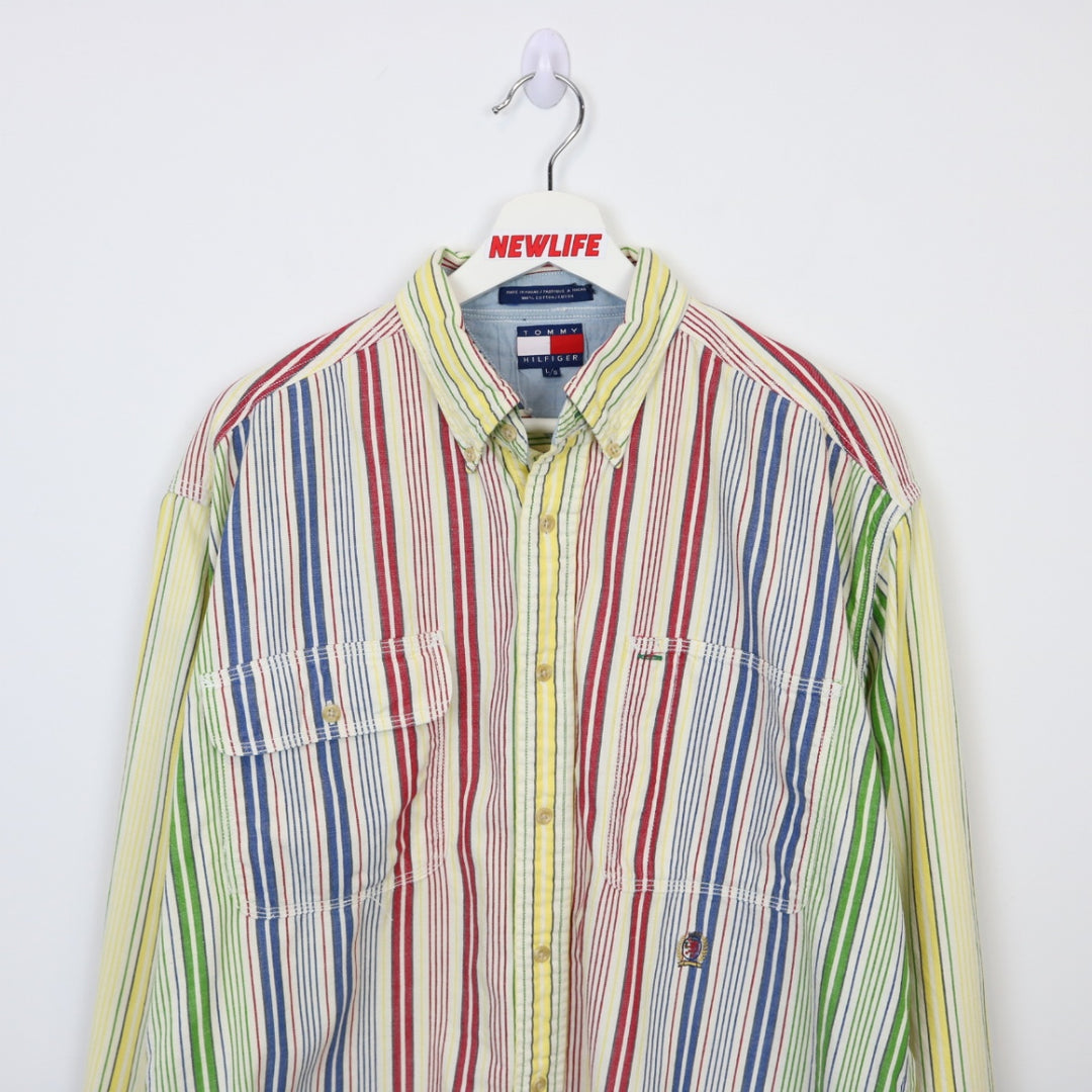 Vintage 90's Tommy Hilfiger Striped Button Up - L-NEWLIFE Clothing