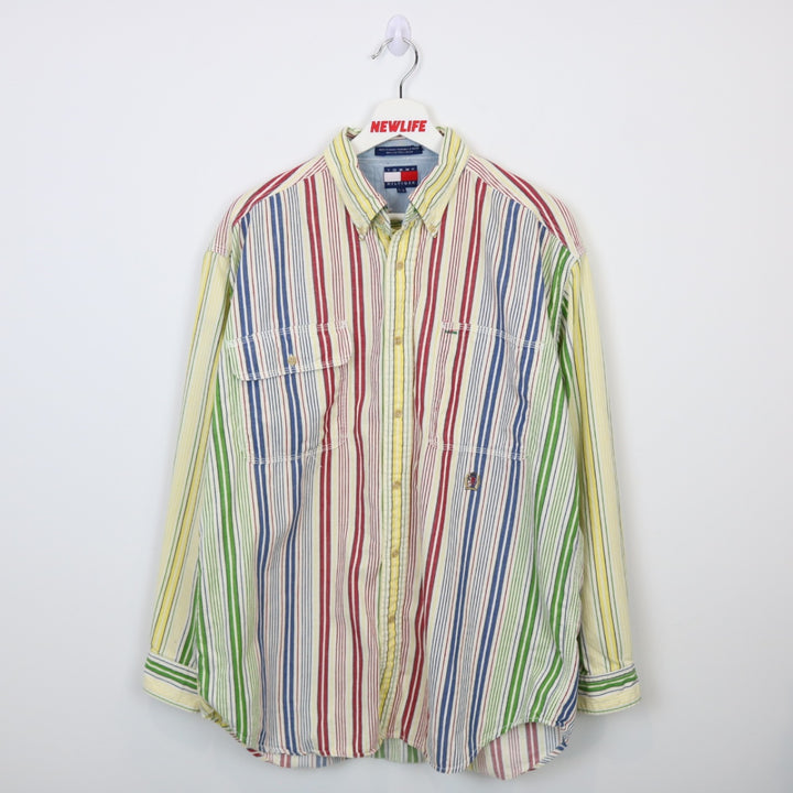 Vintage 90's Tommy Hilfiger Striped Button Up - L-NEWLIFE Clothing