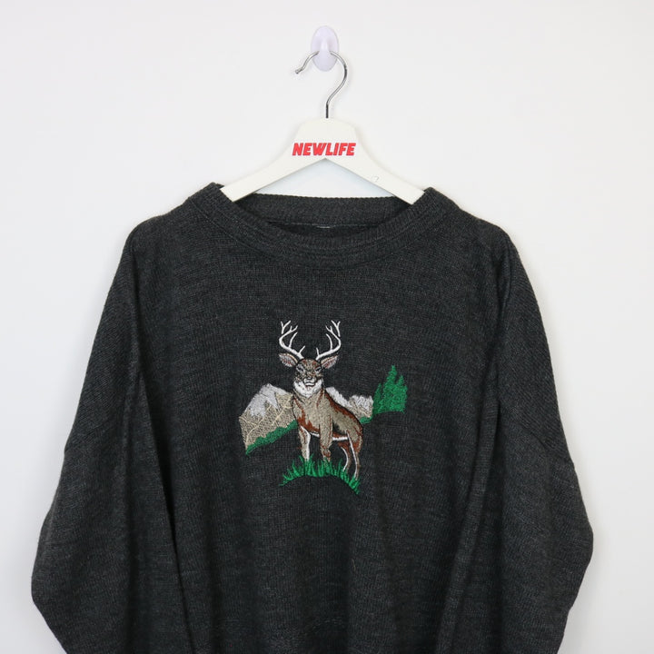 Vintage 90's Deer Nature Knit Sweater - XL-NEWLIFE Clothing