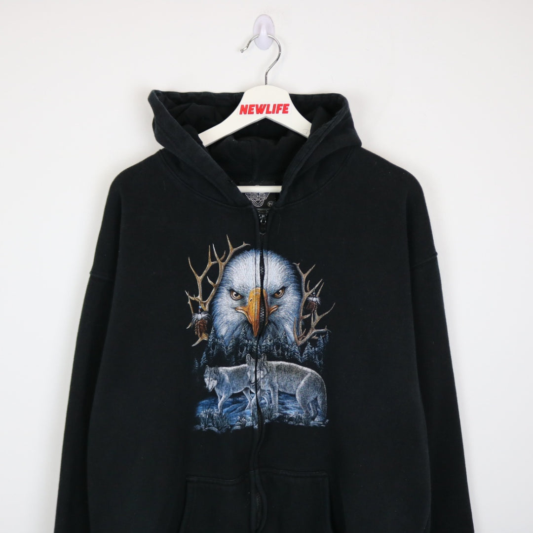 Vintage 00's Wolf Eagle Nature Zip Up Hoodie - XL-NEWLIFE Clothing