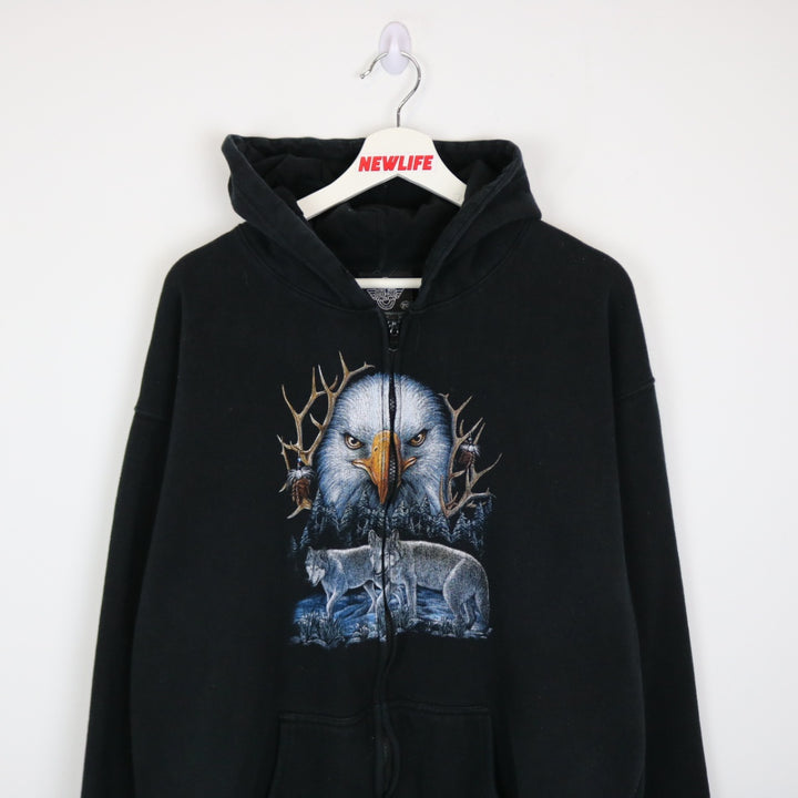 Vintage 00's Wolf Eagle Nature Zip Up Hoodie - XL-NEWLIFE Clothing