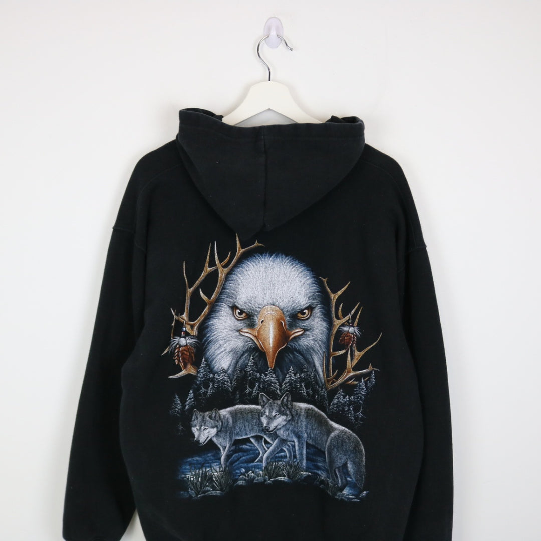 Vintage 00's Wolf Eagle Nature Zip Up Hoodie - XL-NEWLIFE Clothing