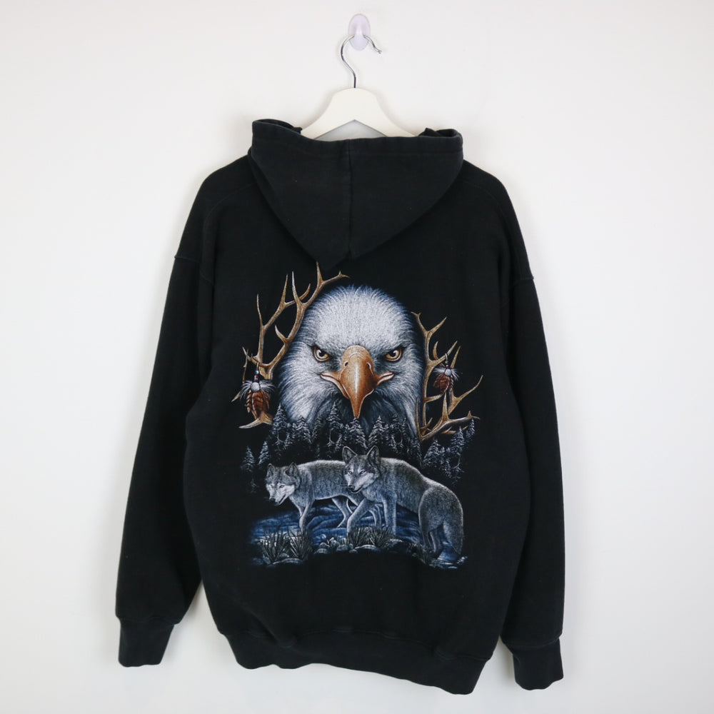 Vintage 00's Wolf Eagle Nature Zip Up Hoodie - XL-NEWLIFE Clothing