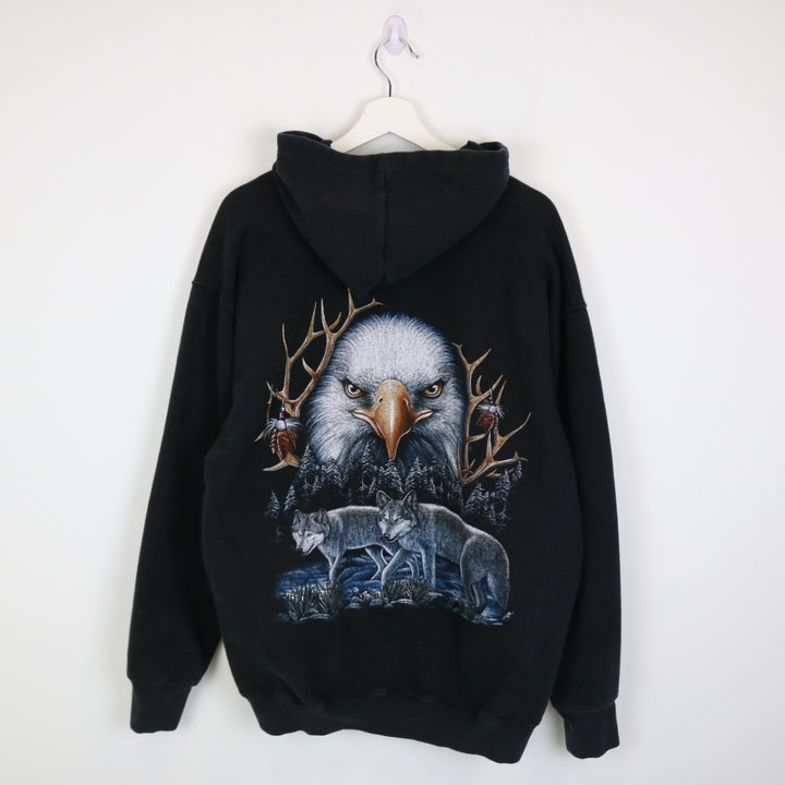 Vintage 00's Wolf Eagle Nature Zip Up Hoodie - XL-NEWLIFE Clothing