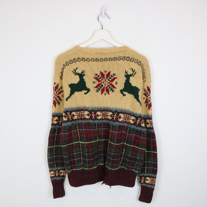 Vintage 90's Polo Ralph Lauren Reindeer Plaid Patterned Knit Sweater - S-NEWLIFE Clothing