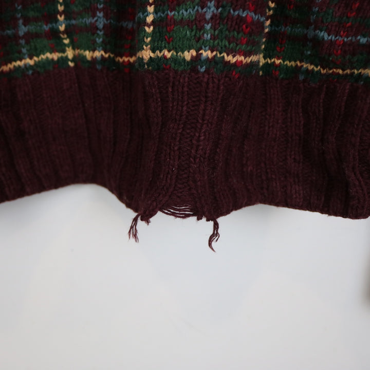 Vintage 90's Polo Ralph Lauren Reindeer Plaid Patterned Knit Sweater - S-NEWLIFE Clothing