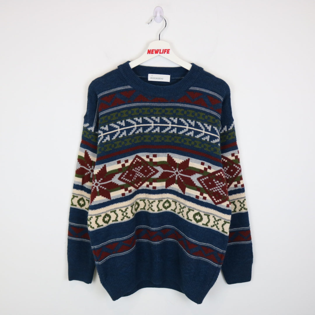 Vintage 90's Woolworths Patterned Knit Sweater - M-NEWLIFE Clothing
