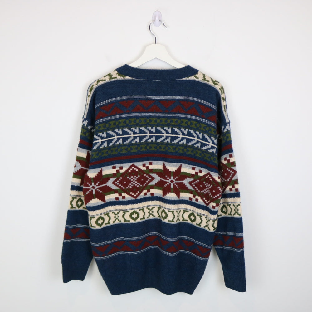 Vintage 90's Woolworths Patterned Knit Sweater - M-NEWLIFE Clothing