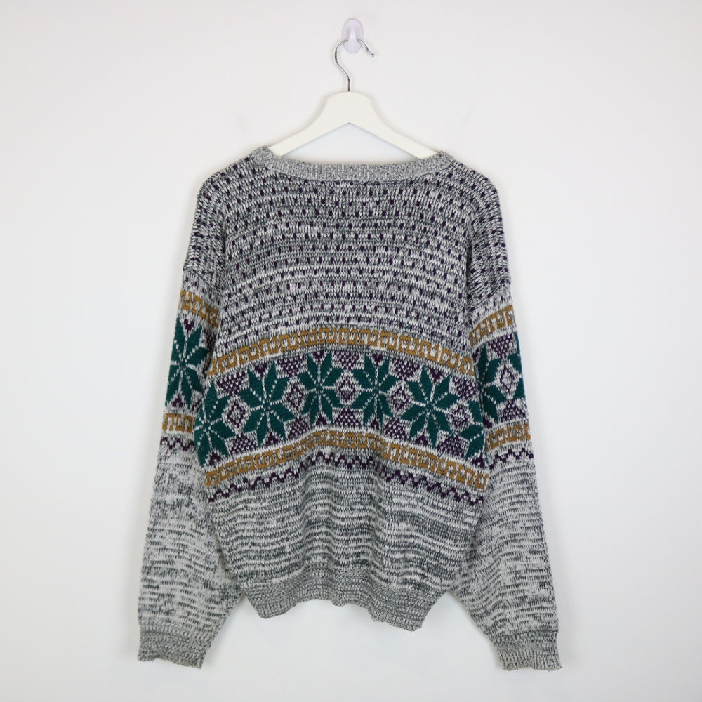 Vintage 80's Northern Spirit Patterned Knit Sweater - M-NEWLIFE Clothing