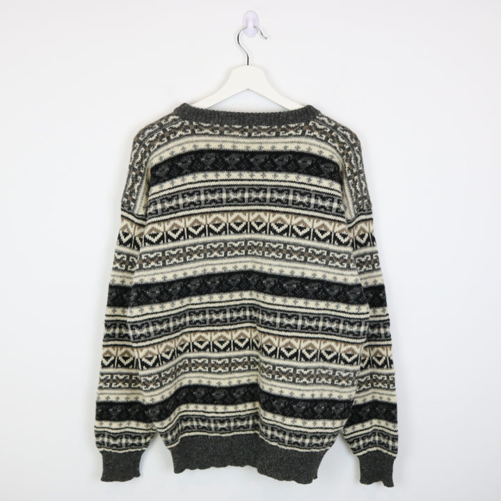 Vintage 80's Via Condotti Patterned Wool Knit Sweater - M-NEWLIFE Clothing