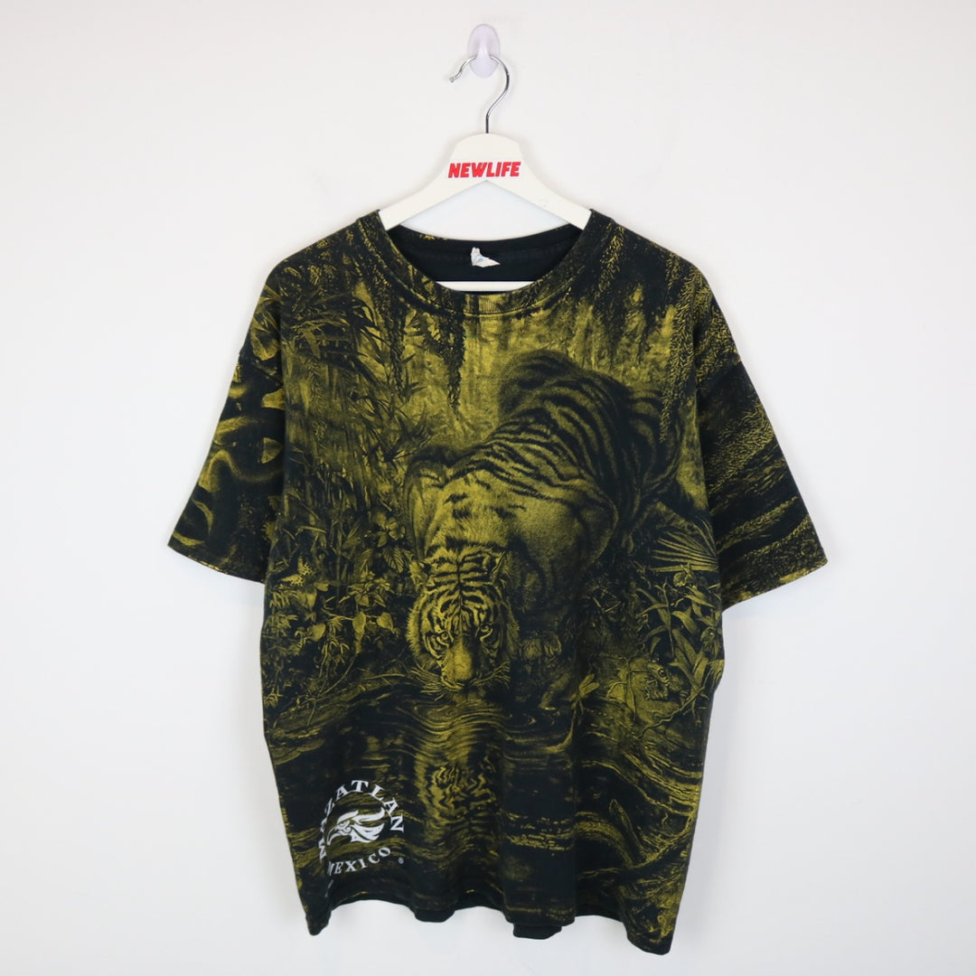 Vintage 00's Tiger Nature Mazatlan Mexico AOP Tee - XL-NEWLIFE Clothing