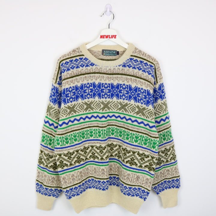 Vintage 80's Agenda Patterned Wool Knit Sweater - M-NEWLIFE Clothing