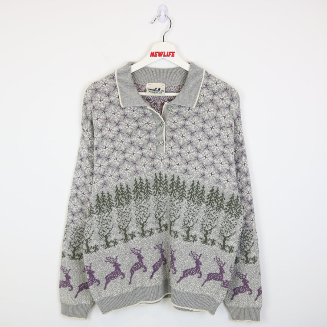 Vintage 90's Northern Reflections Nature Collared Knit Sweater - M-NEWLIFE Clothing