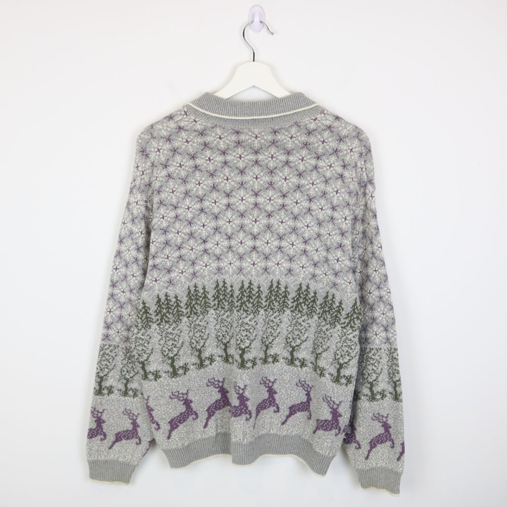 Vintage 90's Northern Reflections Nature Collared Knit Sweater - M-NEWLIFE Clothing