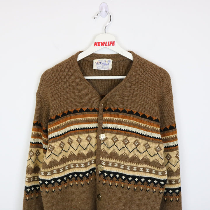 Vintage 70's Caldwell Patterned Wool Knit Cardigan - M-NEWLIFE Clothing