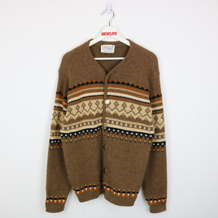 Vintage 70's Caldwell Patterned Wool Knit Cardigan - M-NEWLIFE Clothing