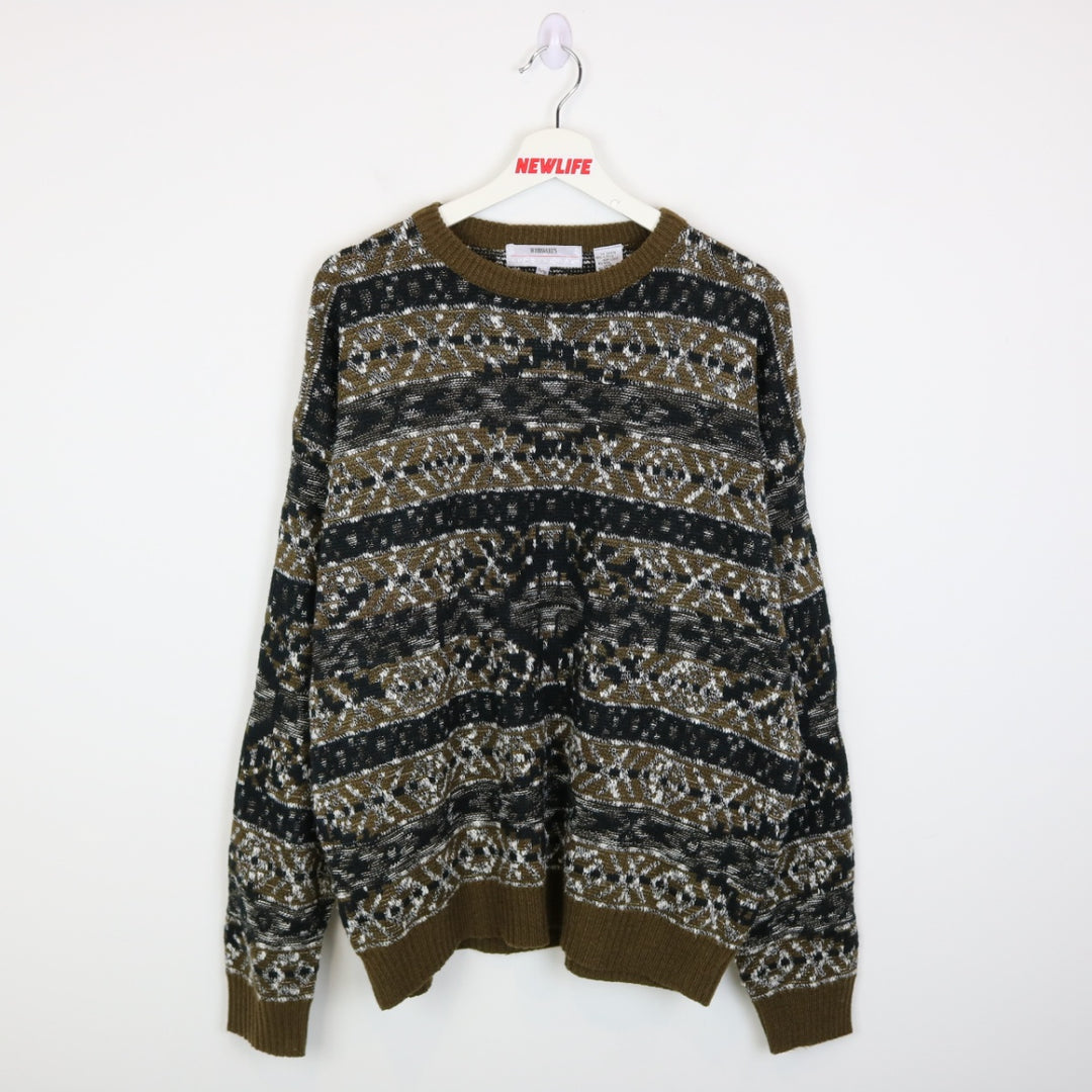 Vintage 80's Woodward's Patterned Knit Sweater - L-NEWLIFE Clothing