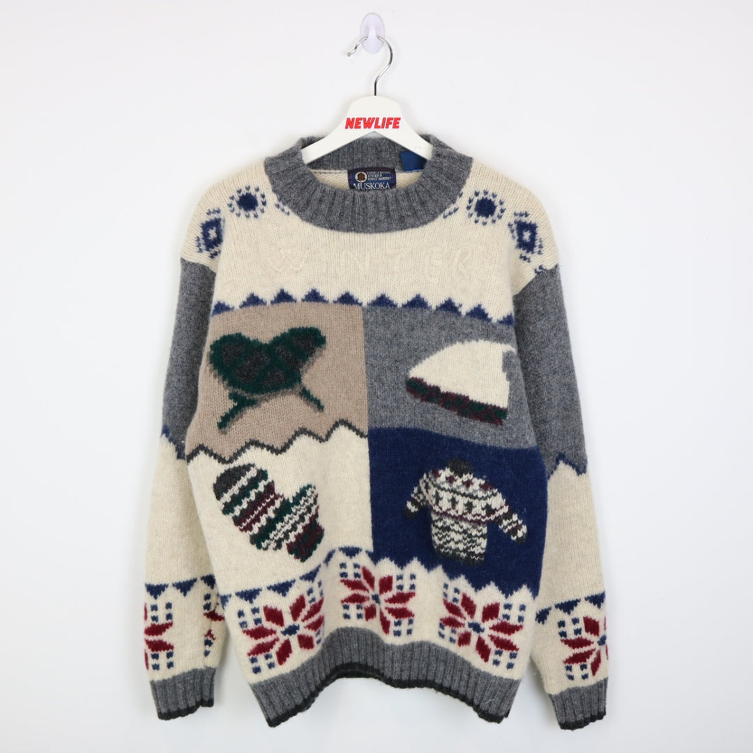 Vintage 80's Winter Nature Wool Knit Sweater - M-NEWLIFE Clothing