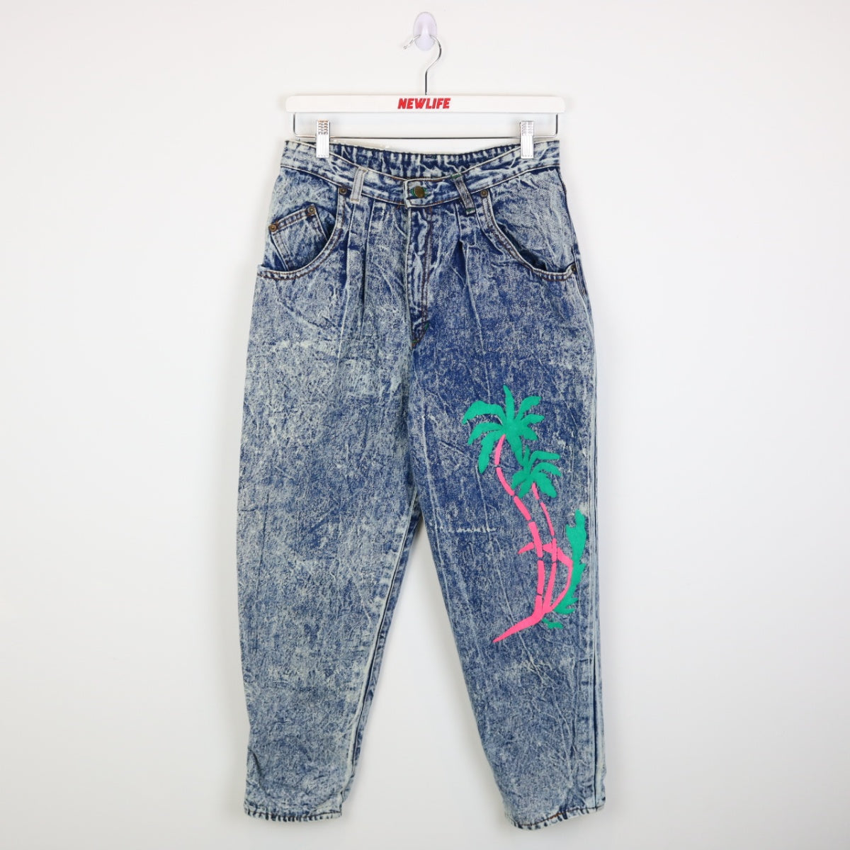 Vintage 80's Wolf Creek Palm Tree Denim Jeans - 28