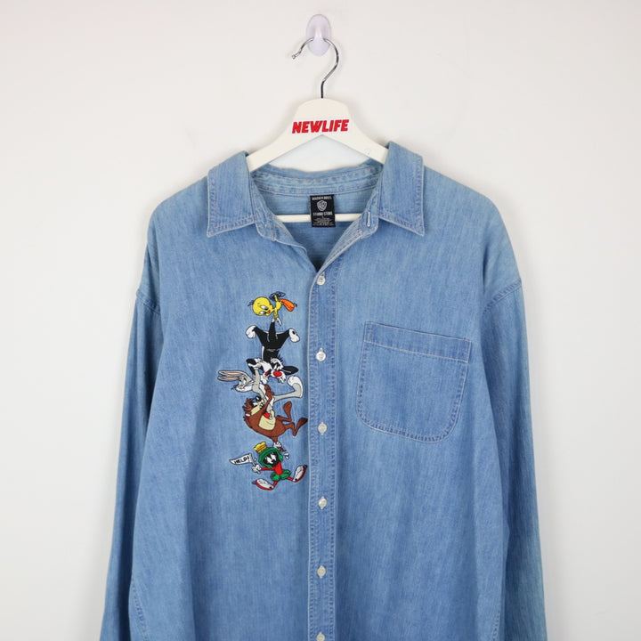 Vintage 1998 Looney Tunes Denim Button Up - L-NEWLIFE Clothing