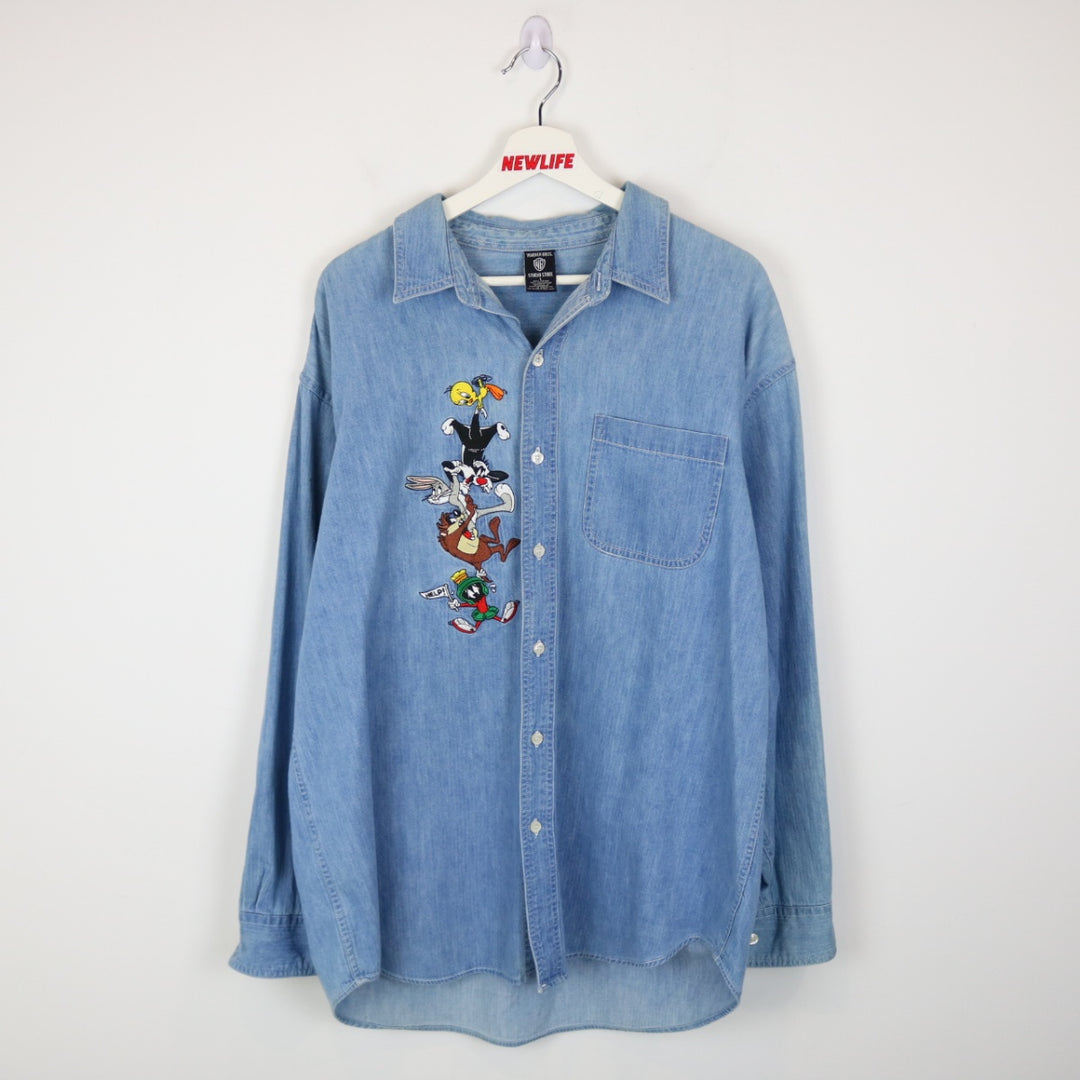 Vintage 1998 Looney Tunes Denim Button Up - L-NEWLIFE Clothing