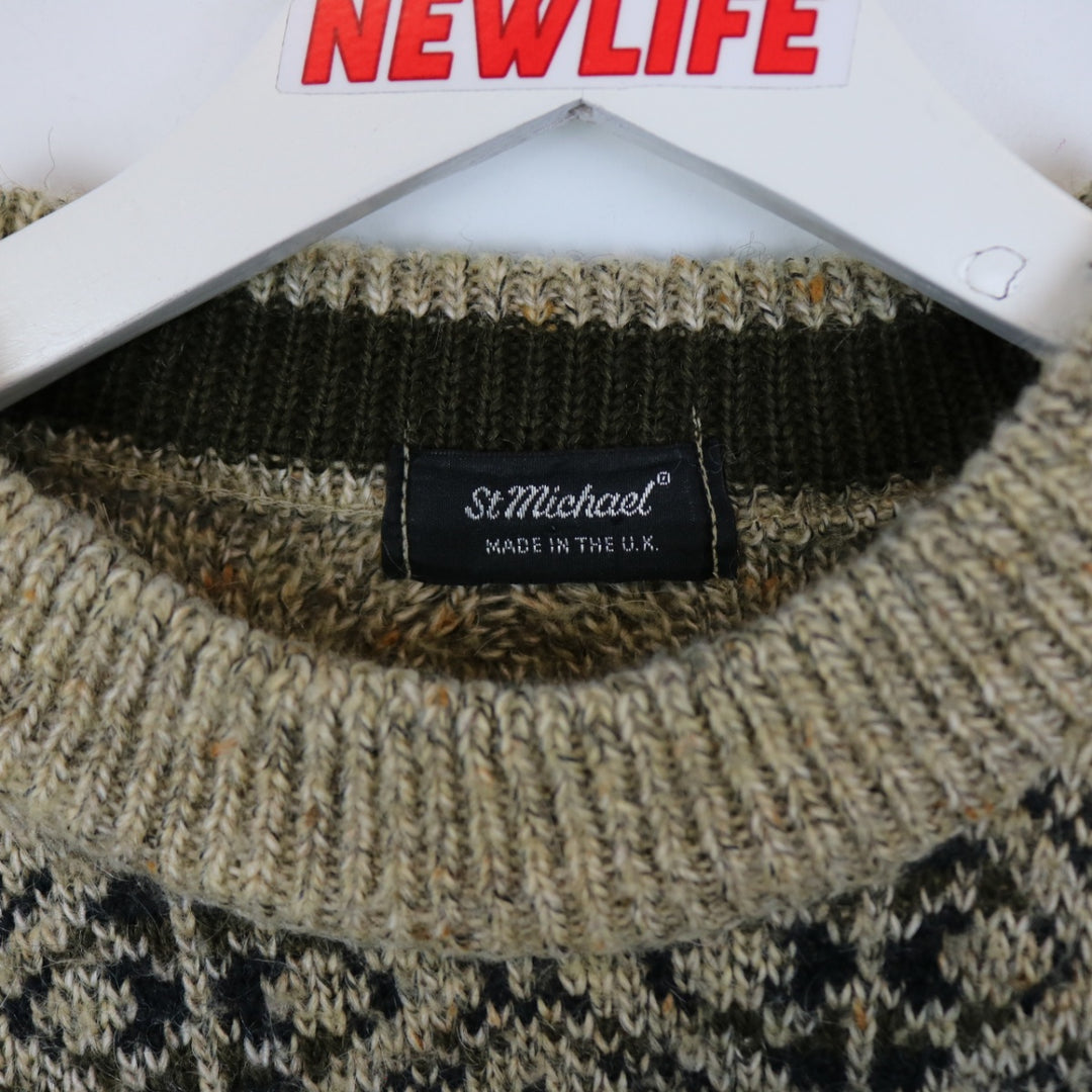 Vintage 90's St. Michael Patterned Wool Knit Sweater - S/M-NEWLIFE Clothing