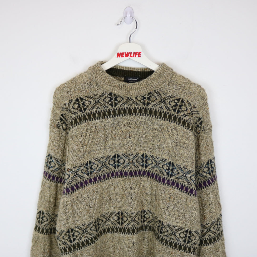 Vintage 90's St. Michael Patterned Wool Knit Sweater - S/M-NEWLIFE Clothing