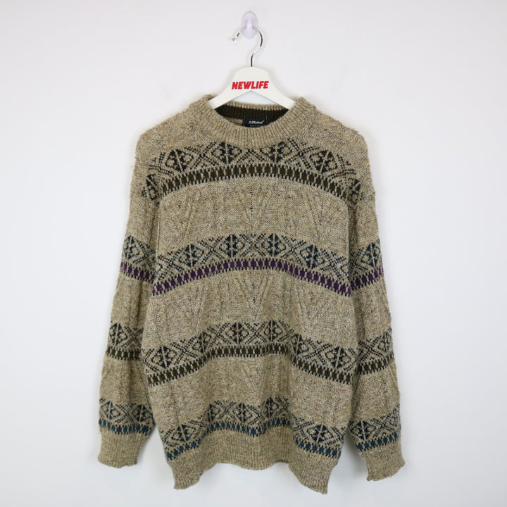 Vintage 90's St. Michael Patterned Wool Knit Sweater - S/M-NEWLIFE Clothing