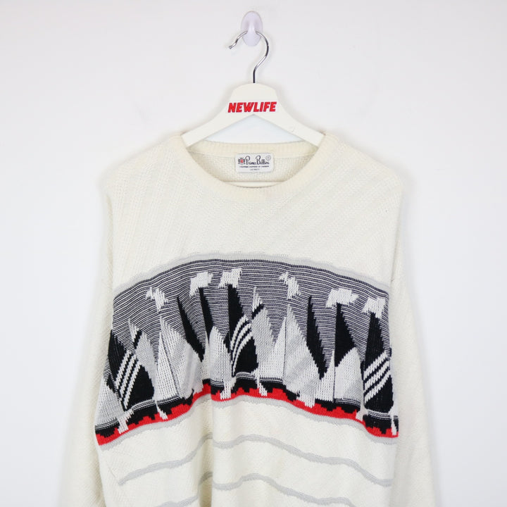 Vintage 80's Prince Bellini Patterned Knit Sweater - L-NEWLIFE Clothing