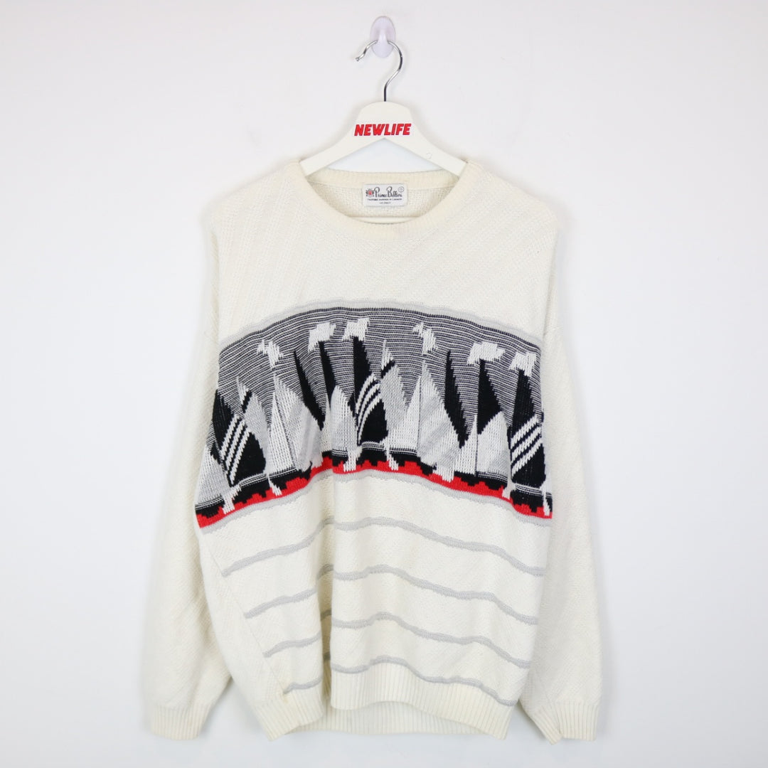 Vintage 80's Prince Bellini Patterned Knit Sweater - L-NEWLIFE Clothing