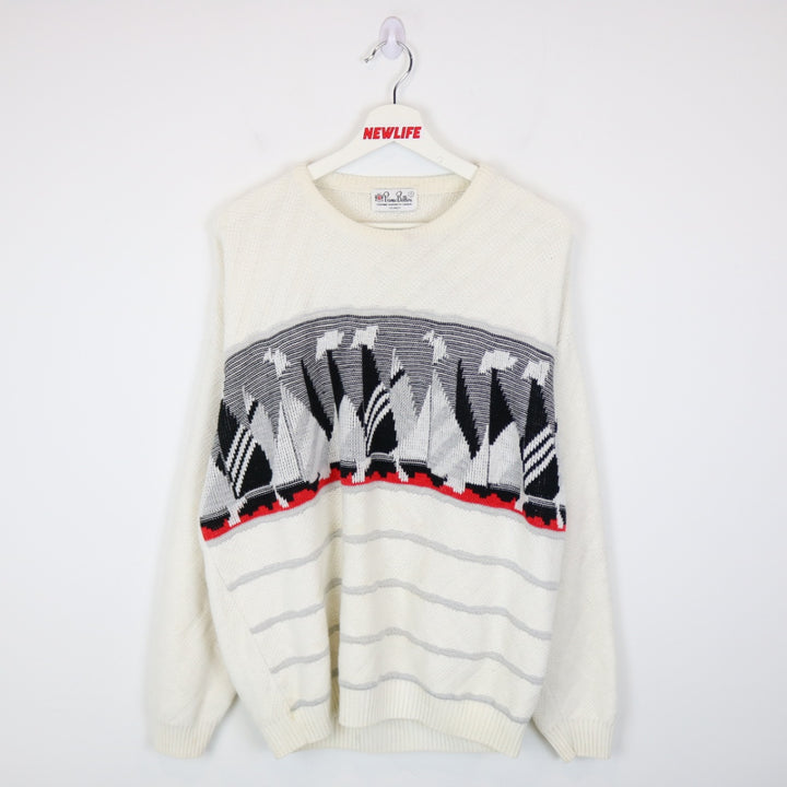 Vintage 80's Prince Bellini Patterned Knit Sweater - L-NEWLIFE Clothing