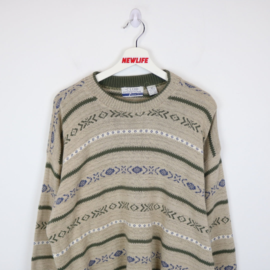 Vintage 90's Club International Patterned Knit Sweater - L-NEWLIFE Clothing
