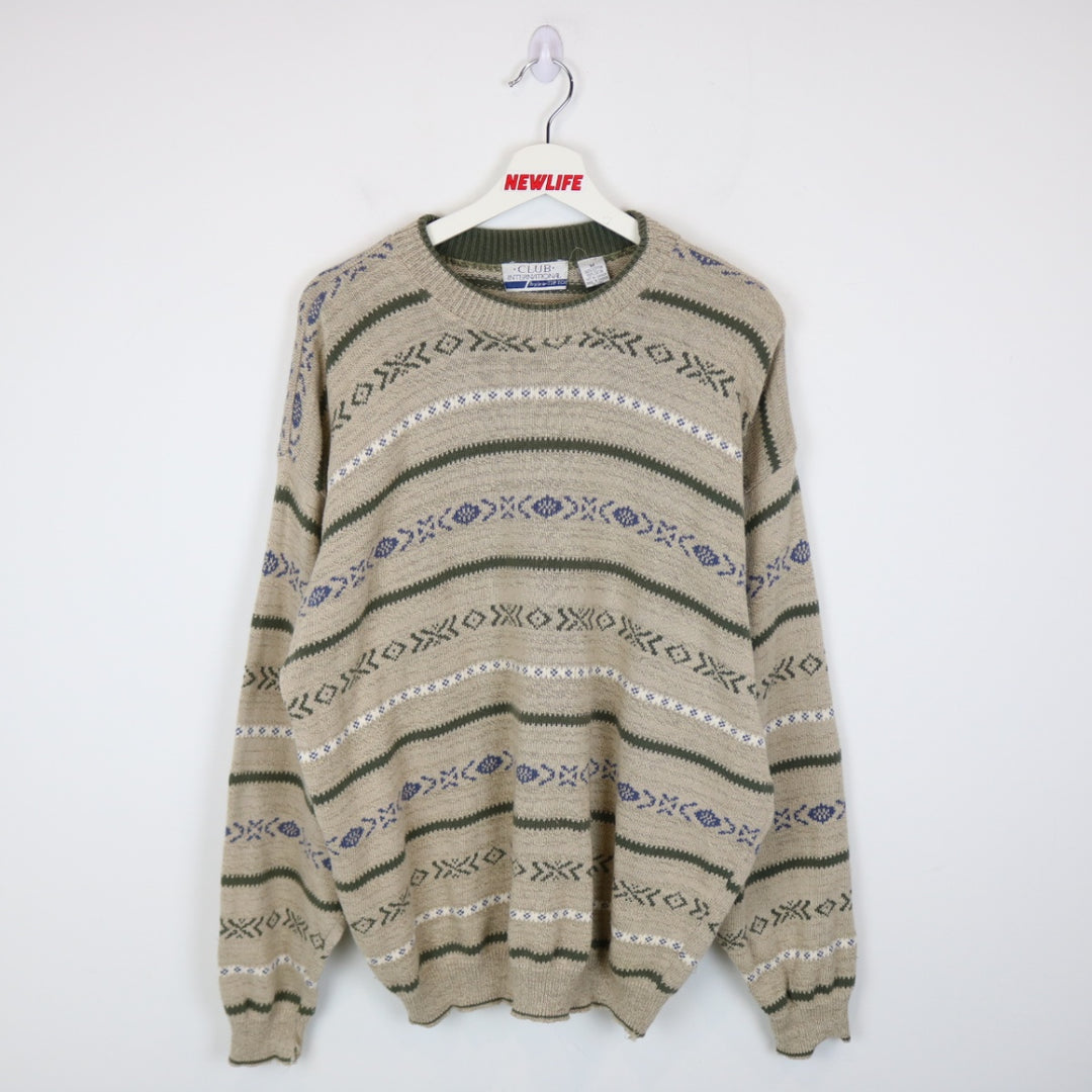 Vintage 90's Club International Patterned Knit Sweater - L-NEWLIFE Clothing