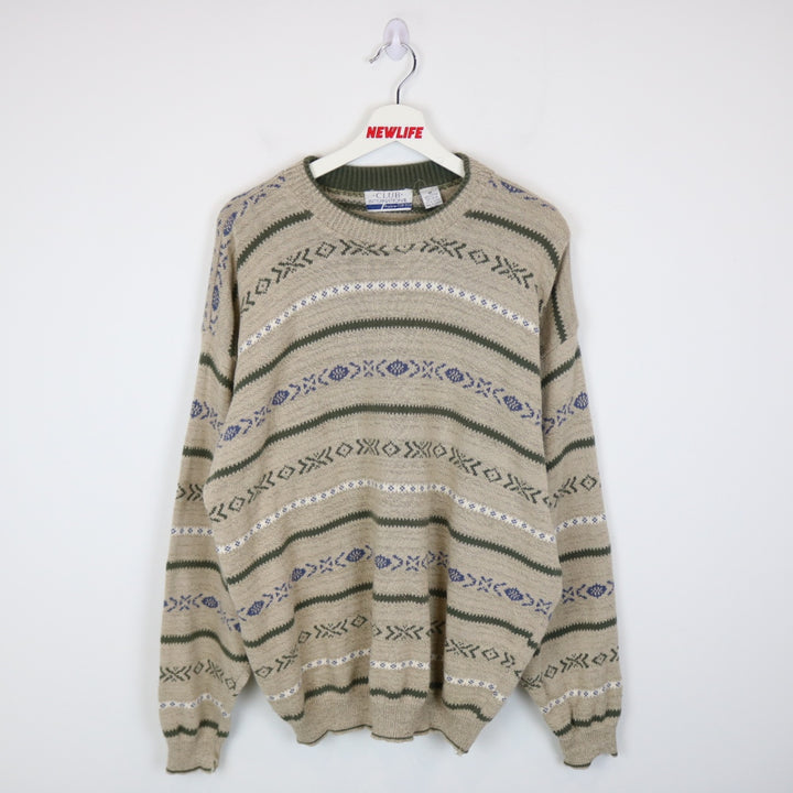 Vintage 90's Club International Patterned Knit Sweater - L-NEWLIFE Clothing