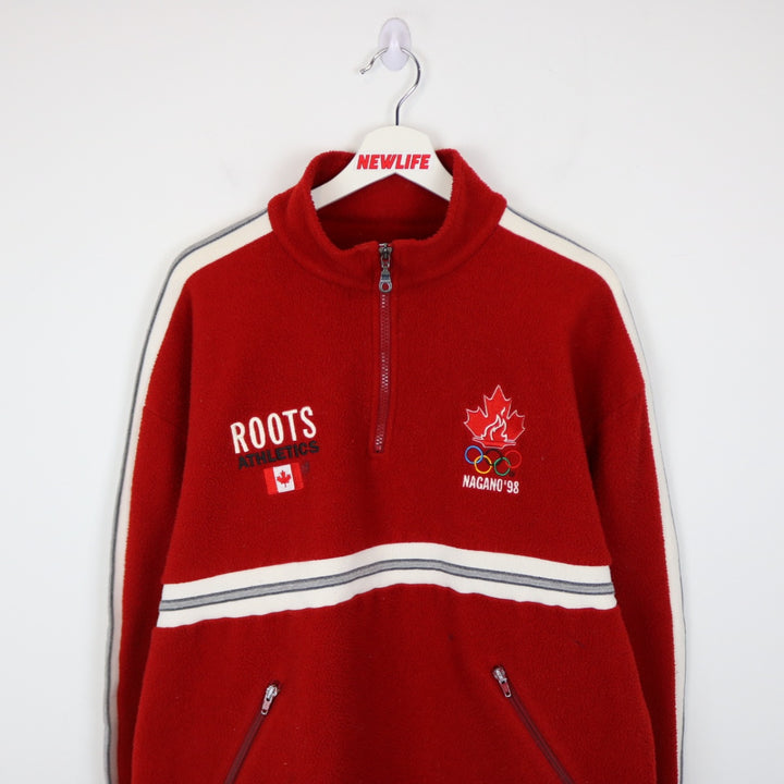 Vintage 1998 Nagano Olympics Roots Quarter Zip Fleece Jacket - L-NEWLIFE Clothing