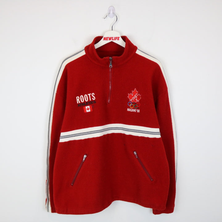 Vintage 1998 Nagano Olympics Roots Quarter Zip Fleece Jacket - L-NEWLIFE Clothing