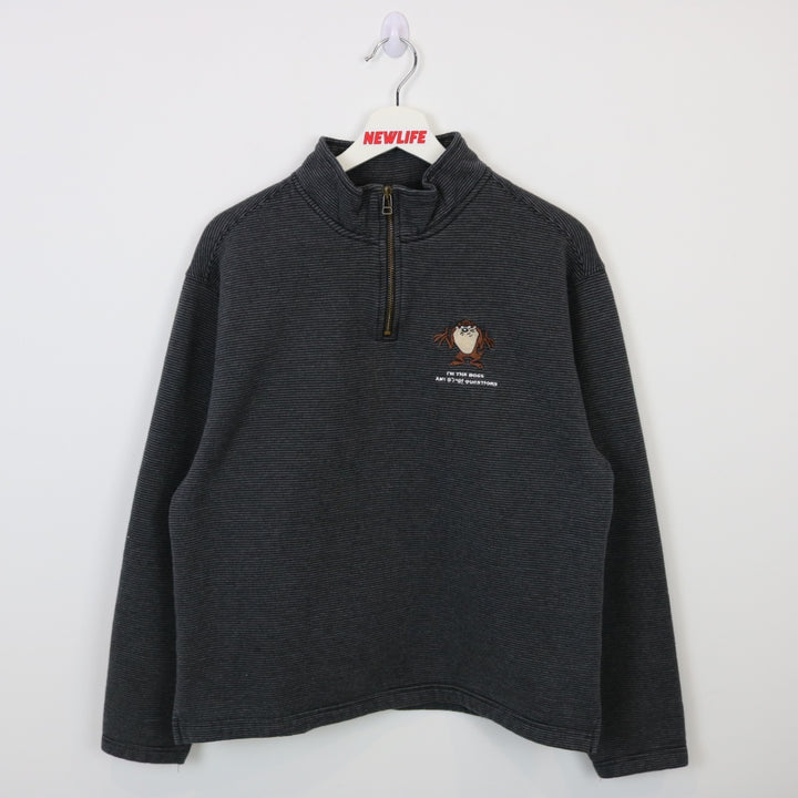 Vintage 1998 Looney Tunes Taz Quarter Zip Sweater - S-NEWLIFE Clothing