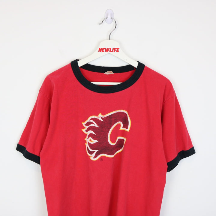 Vintage 90's Calgary Flames Ringer Tee - L-NEWLIFE Clothing