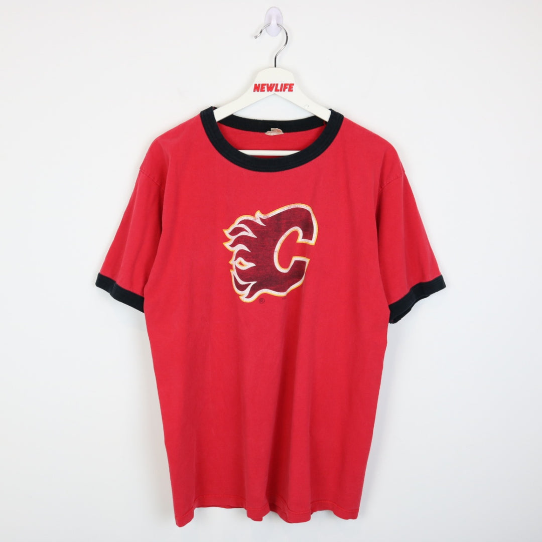 Vintage 90's Calgary Flames Ringer Tee - L-NEWLIFE Clothing