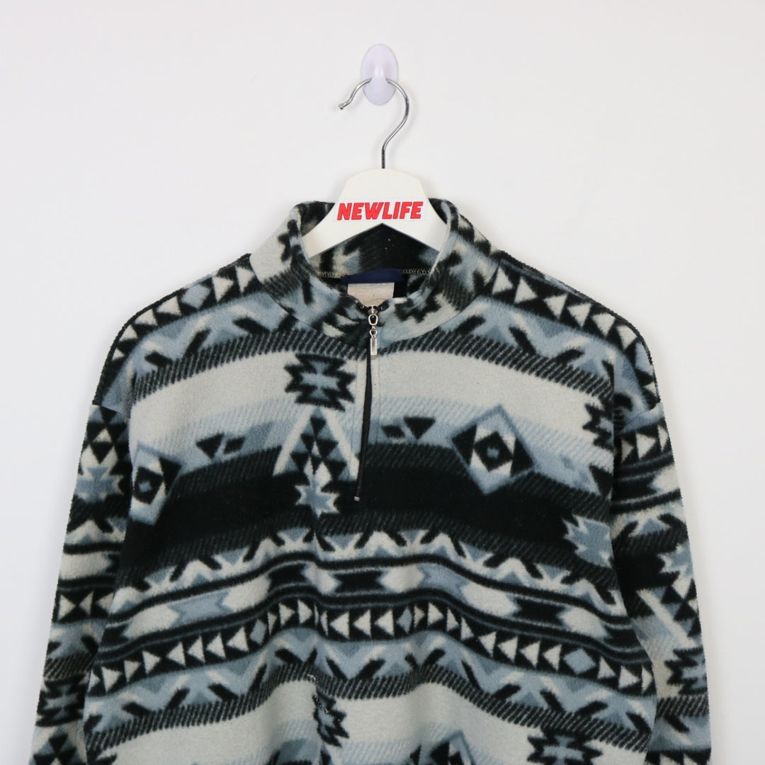 Vintage 90's Aztec Print Fleece Quarter Zip Sweater - L-NEWLIFE Clothing