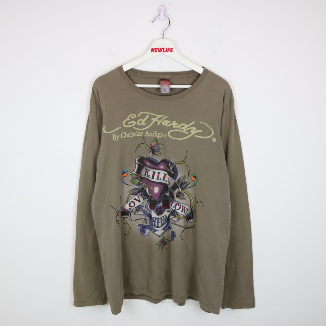 Vintage Y2K Ed Hardy Love Kills Slowly Long Sleeve Tee - XL-NEWLIFE Clothing