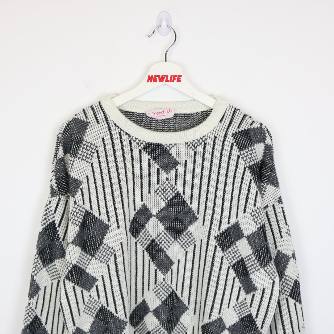 Vintage 80's Trend Club Patterned Knit Sweater - M-NEWLIFE Clothing