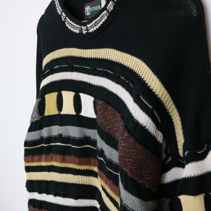 Vintage 90's Tundra Textured Coogi Style Knit Sweater - S-NEWLIFE Clothing