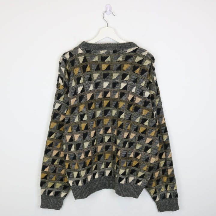 Vintage 80's Fine Line Patterned Knit Sweater - M-NEWLIFE Clothing