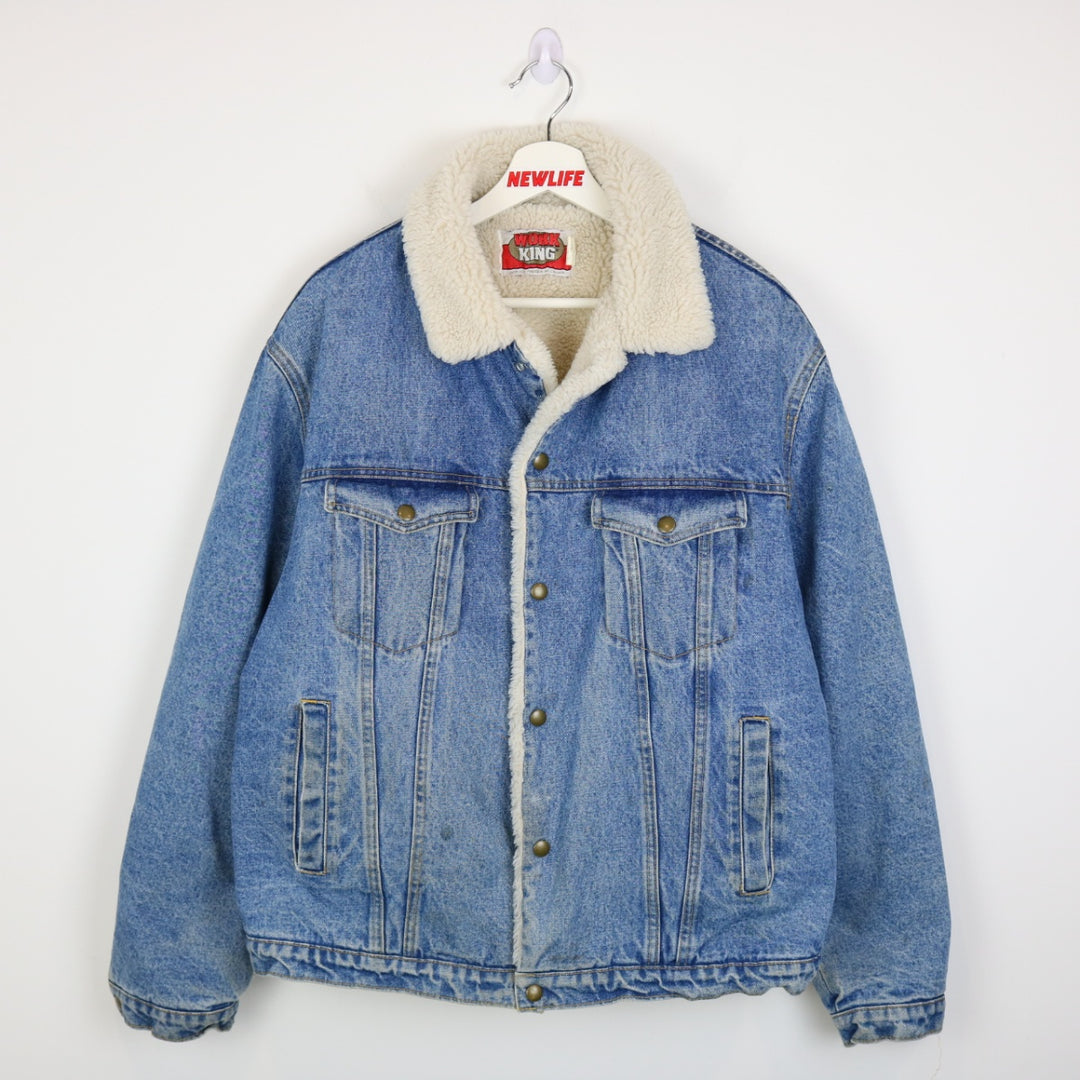 Vintage 80's Work King Sherpa Lined Denim Jacket - L-NEWLIFE Clothing