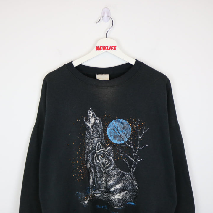 Vintage 80's Wolf Banff Nature Crewneck - XL-NEWLIFE Clothing